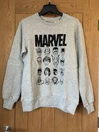 Marvel Retro Superhero Faces Grey Sweatshirt