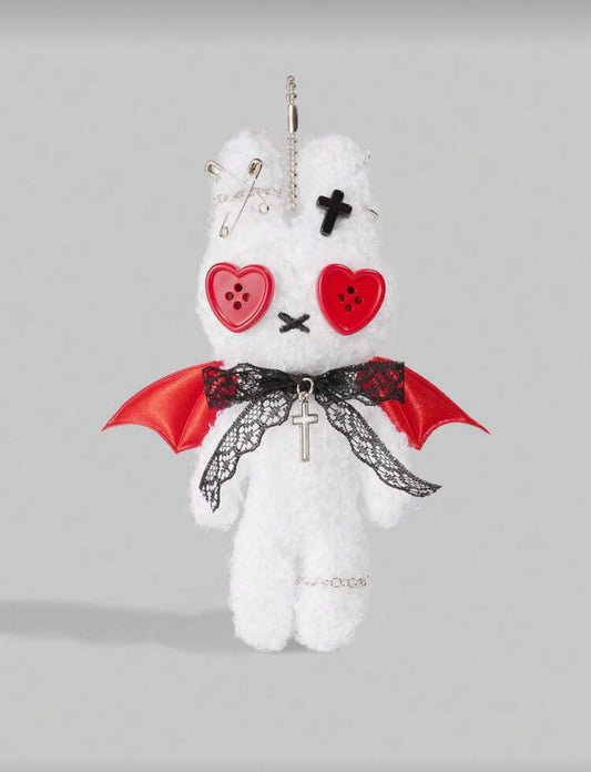Gothic Vampire Bunny White / Red Plush Dangler