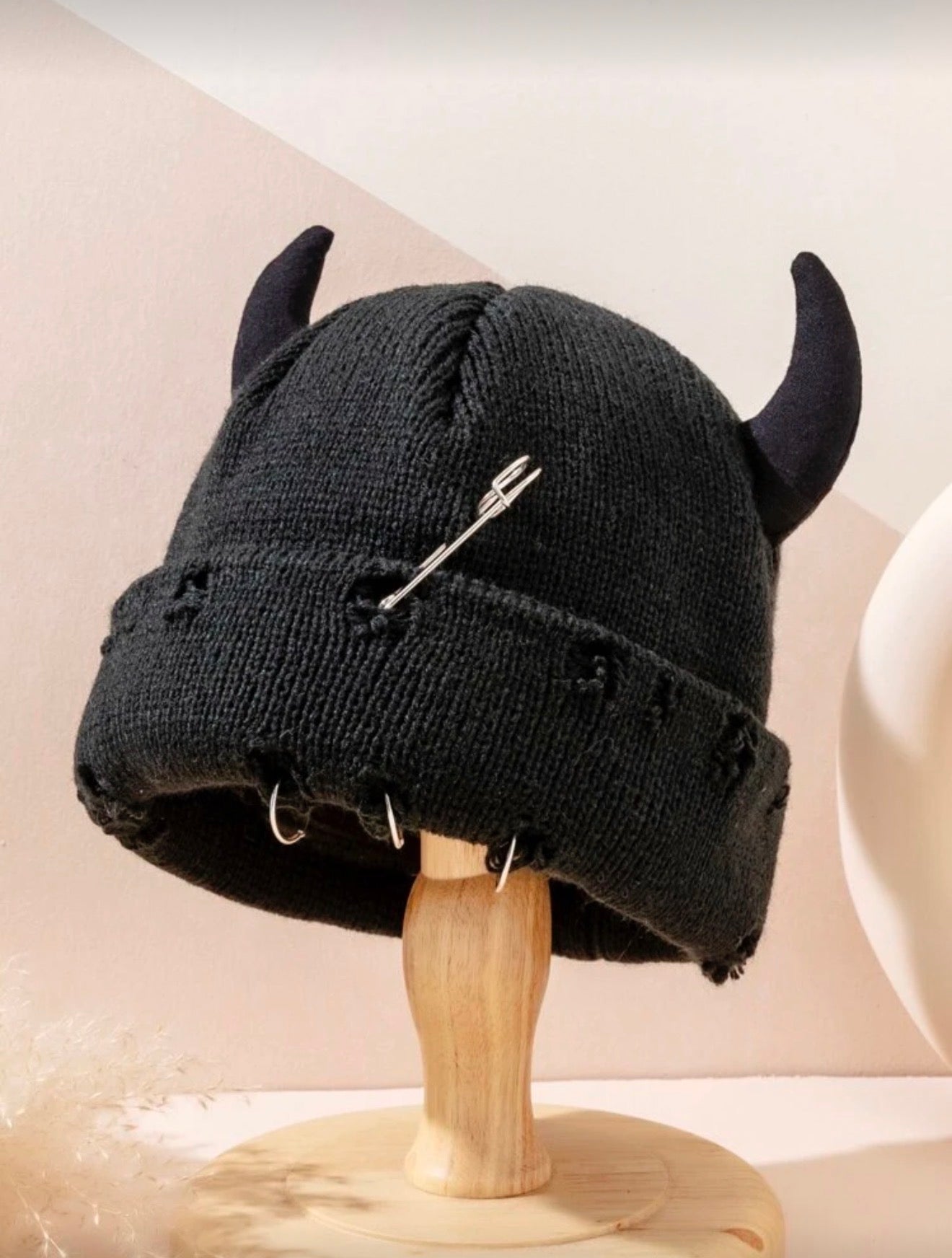 Gothic Horned Knitted Hat