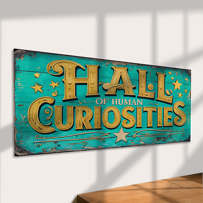 Hall of Human Curiosities Metal Sign – Vintage Circus Wall