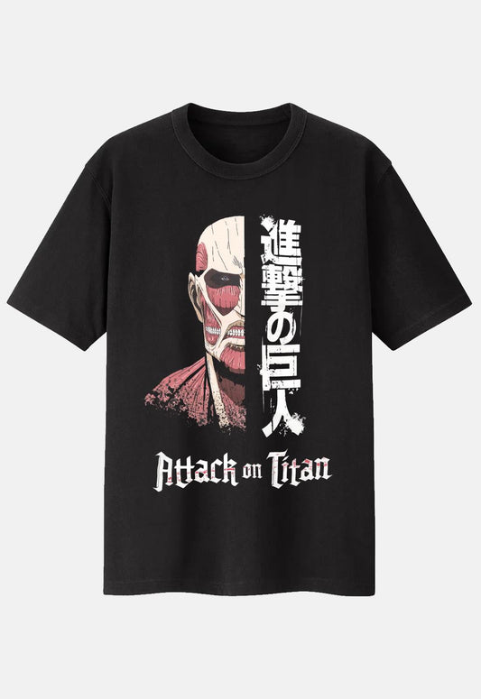 Attack On Titan Half Colossal Black T-Shirt