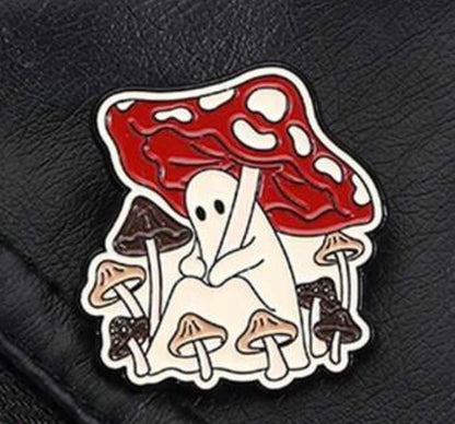 Mushroom Ghost Pin Badge