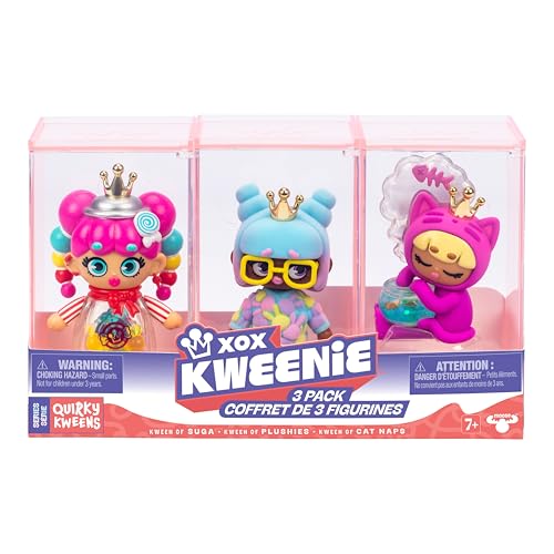 XOX Kweenie Quirky Kweens Series Premium Figurine 3-Pack & Display Case