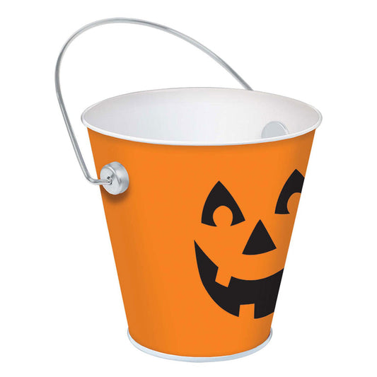 Halloween Metal Pumpkin Trick Or Treat Bucket