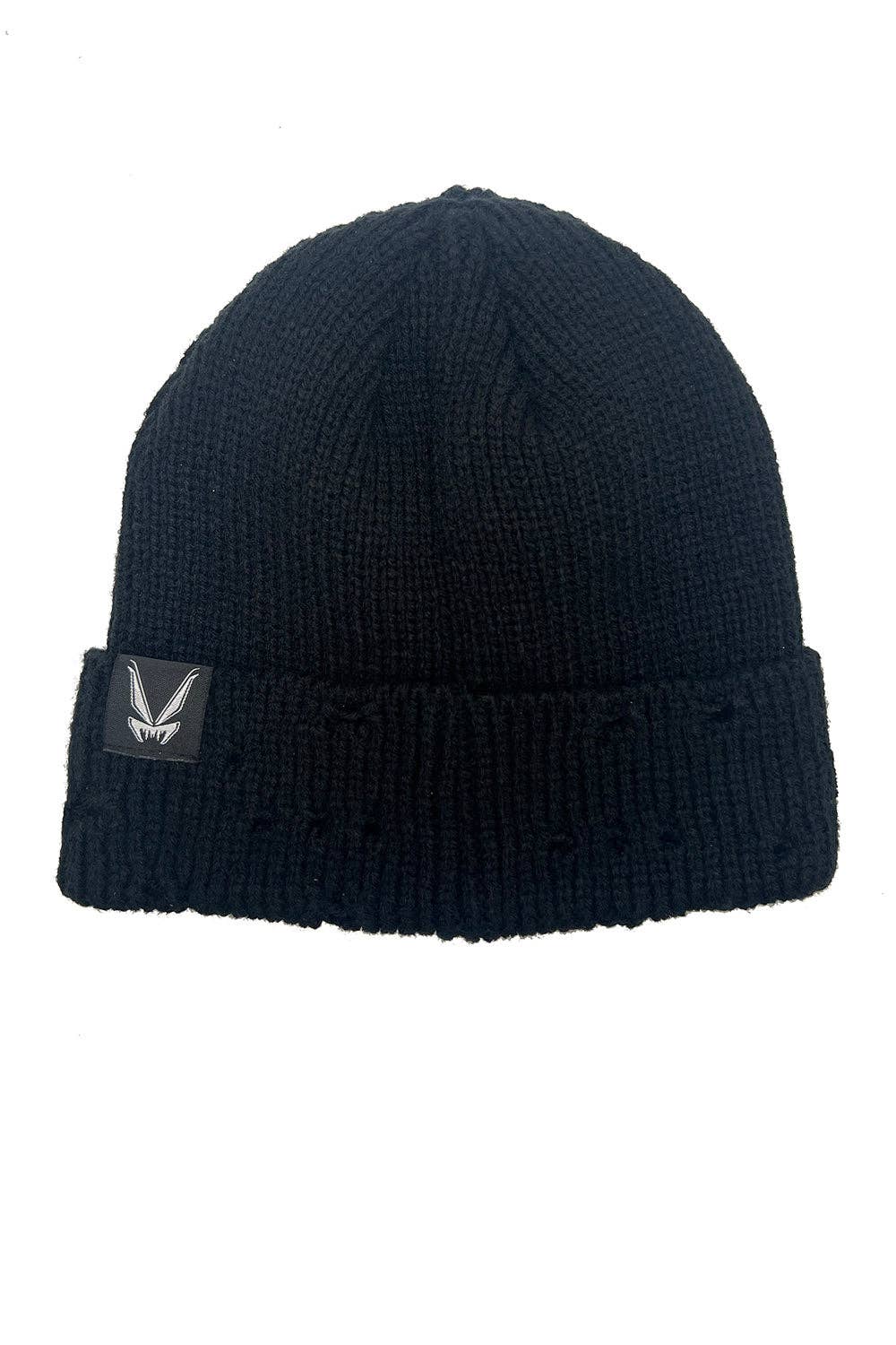 Distressed Pierced Beanie [Skull Drip]