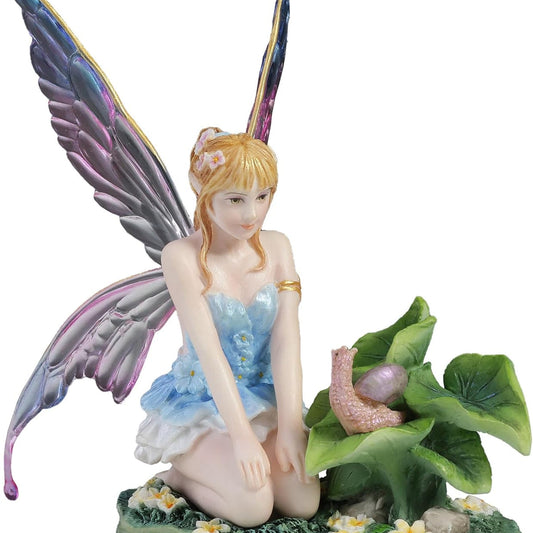 Cerulean Blue Fairy & Snail Figurine