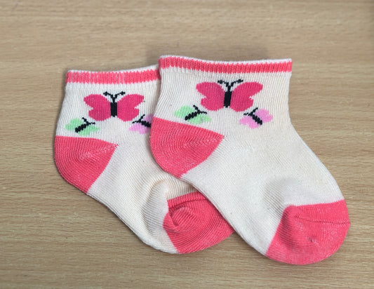 Pink Butterfly Baby Socks