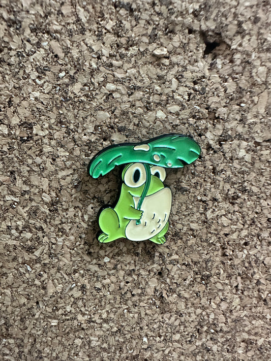 Frog With Leaf Pin Badge