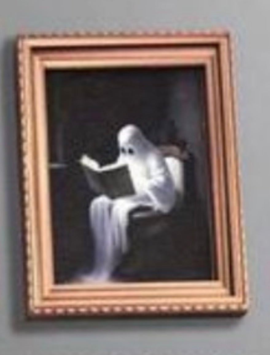 Ghost on Toilet Framed Mini Print Fridge Magnet