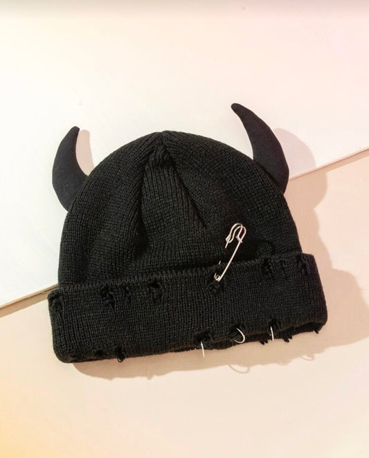 Gothic Horned Knitted Hat