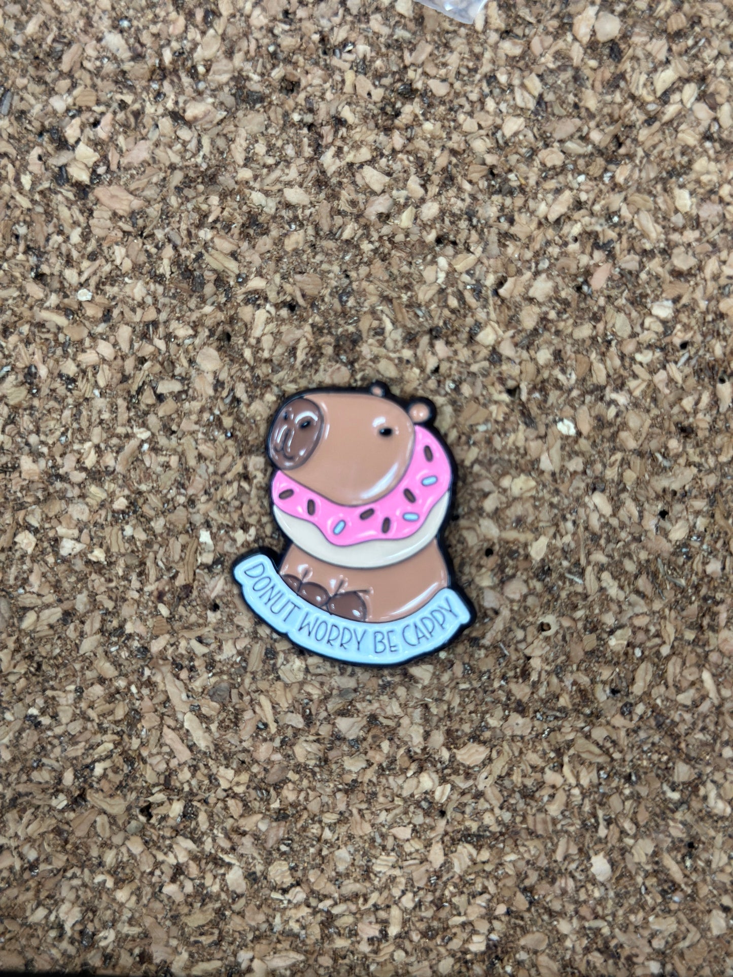 Capybara Donut Worry Be Cappy Pin Badge