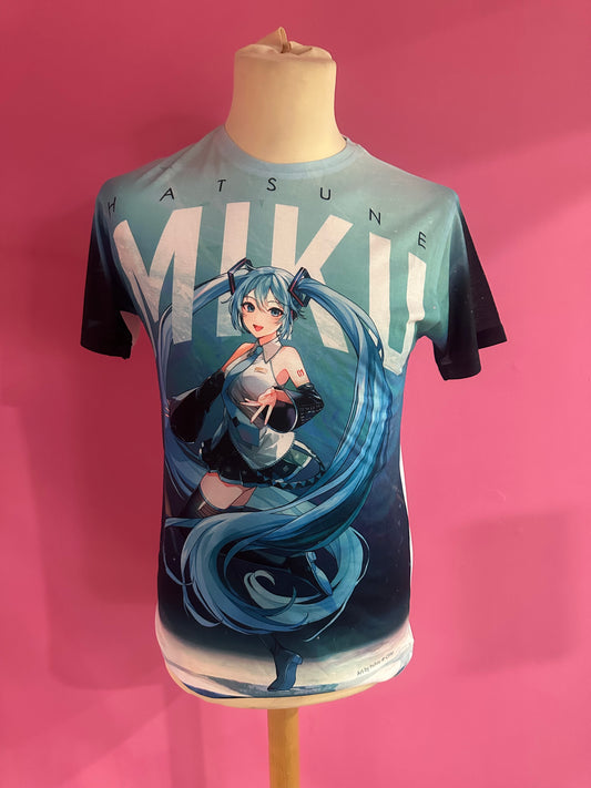 Hatsune Miku Spotlight Sublimation White and Blue T-Shirt