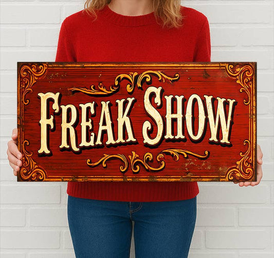 Freak Show Metal Sign – Vintage Circus Carnival Wall Decor