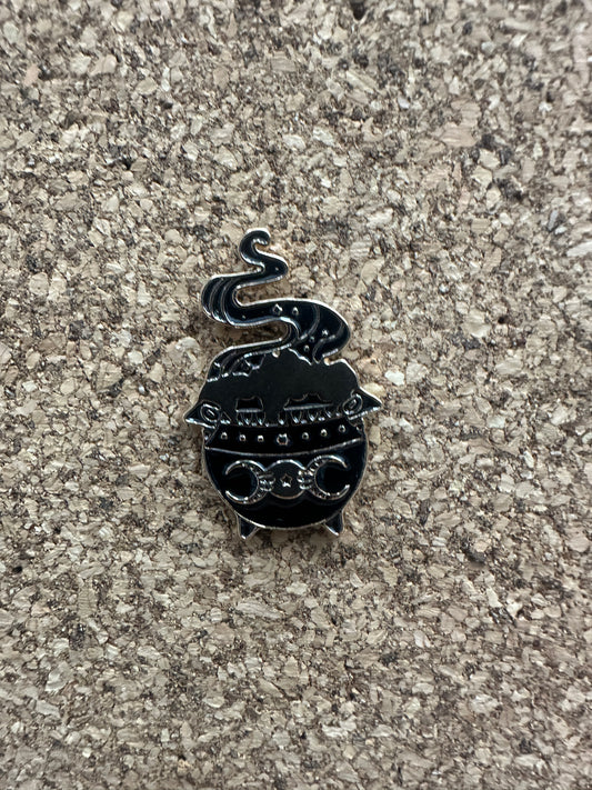 Black Lunar Cauldron Pin Badge