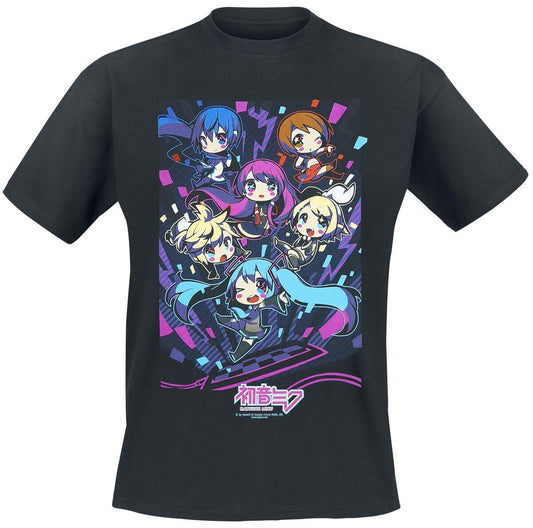 Hatsune Miku Vocaloid Kawaii Gang Black T-Shirt