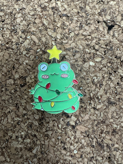 Christmas Frog Pin Badges