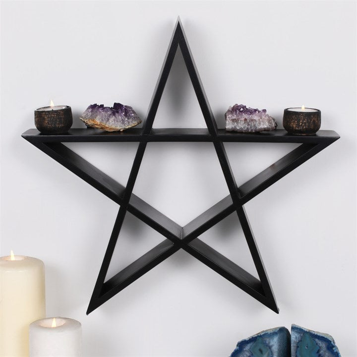 Black Framed Pentagram Wall Shelf