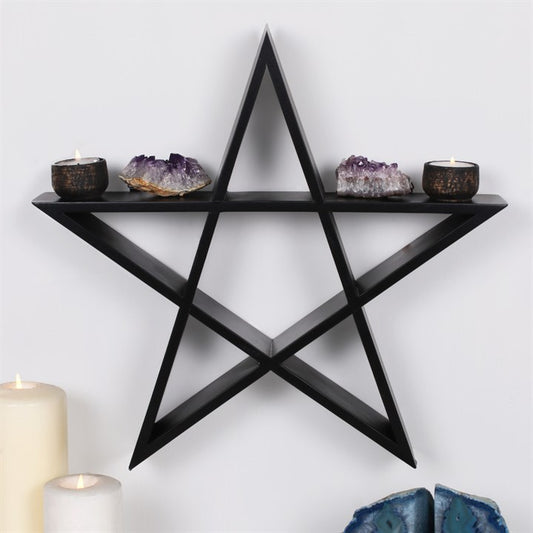 Black Framed Pentagram Wall Shelf