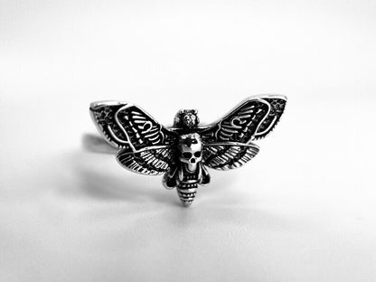 Skull Moth Silver Ring