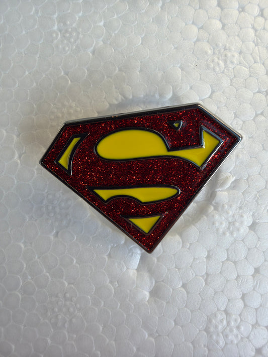 Superman Glitter Logo Pin Badge