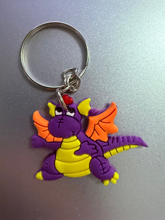 Purple Dragon PVC Keychain