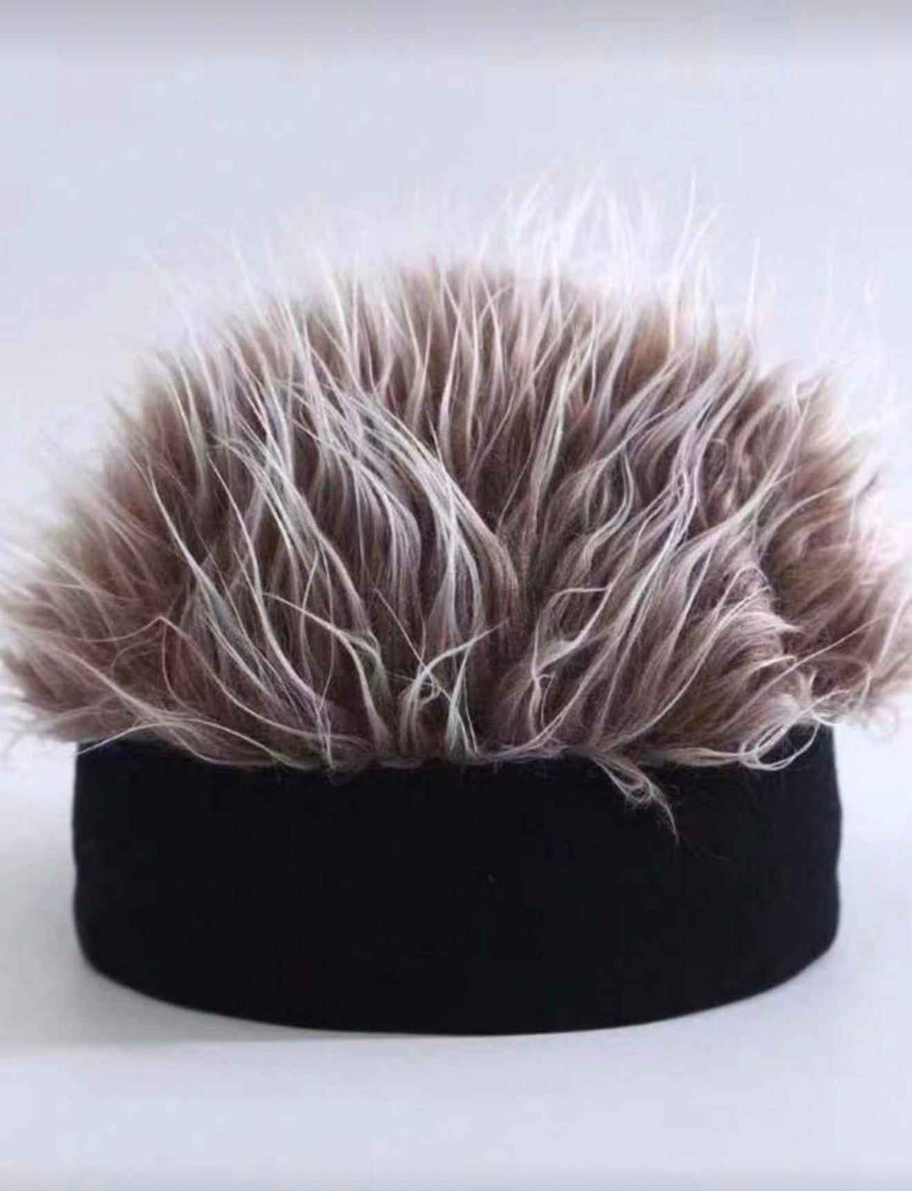 Knitted Beanie Grey Wig Hat