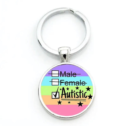 Autism Charity Glass Dome Keychains