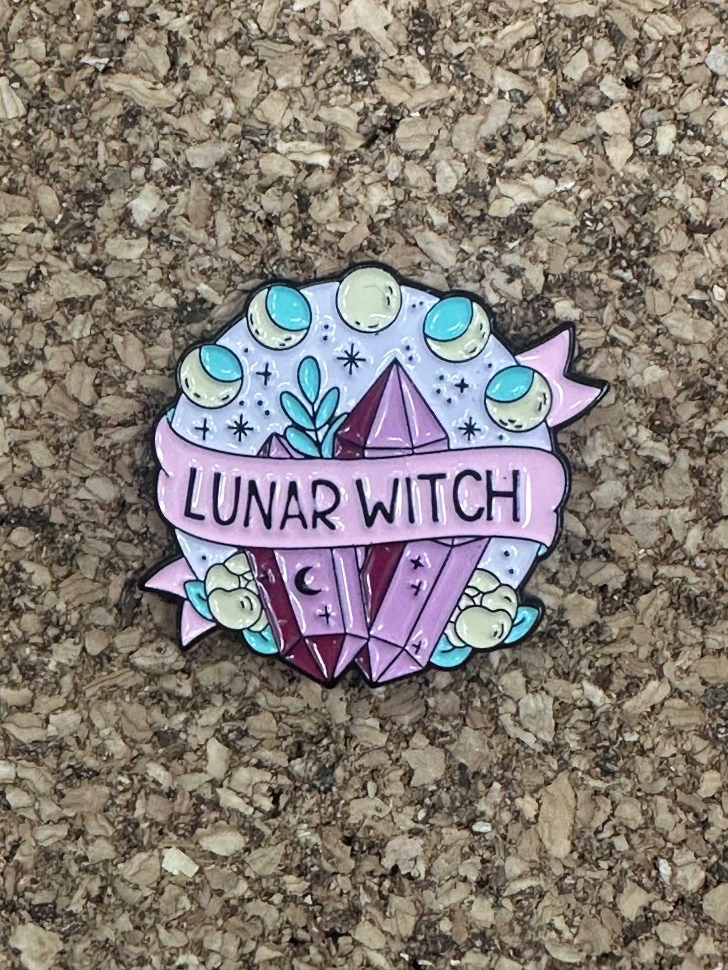 Lunar Witch Crystal Pin Badge
