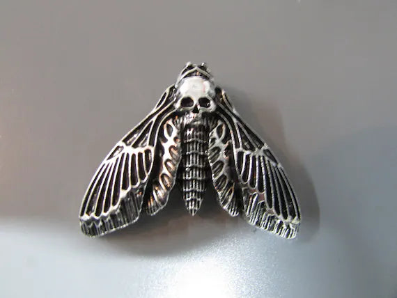 Skull Moth Silver Ring