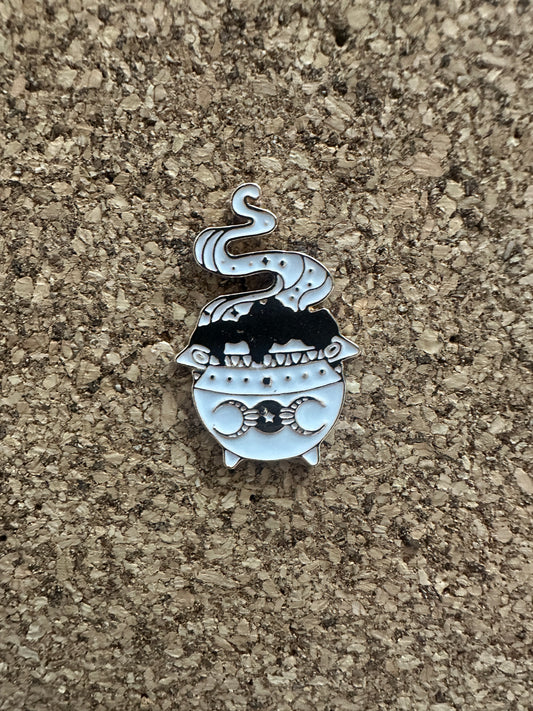 White Lunar Cauldron Pin Badge