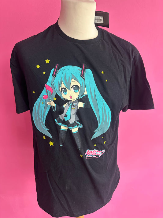 Hatsune Miku Singing Poses Black T-Shirt