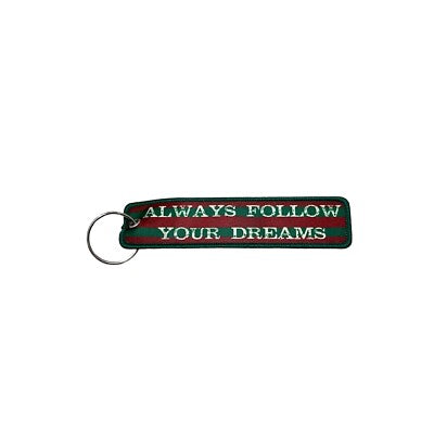 Always Follow Your Dreams Elm Street Striped Keyring