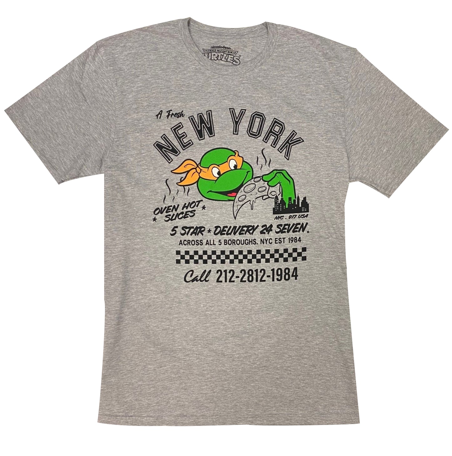 TMNT: New York Slice Graphic Grey T-Shirt