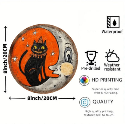 Cat and The Moon Metal Sign
