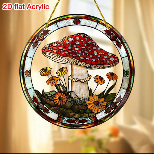 Mushroom Stained Glass Style Acrylic Sun Catcher