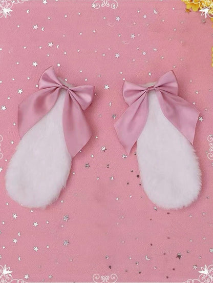 Pink Ribbon Puppy Ear Hair Clips