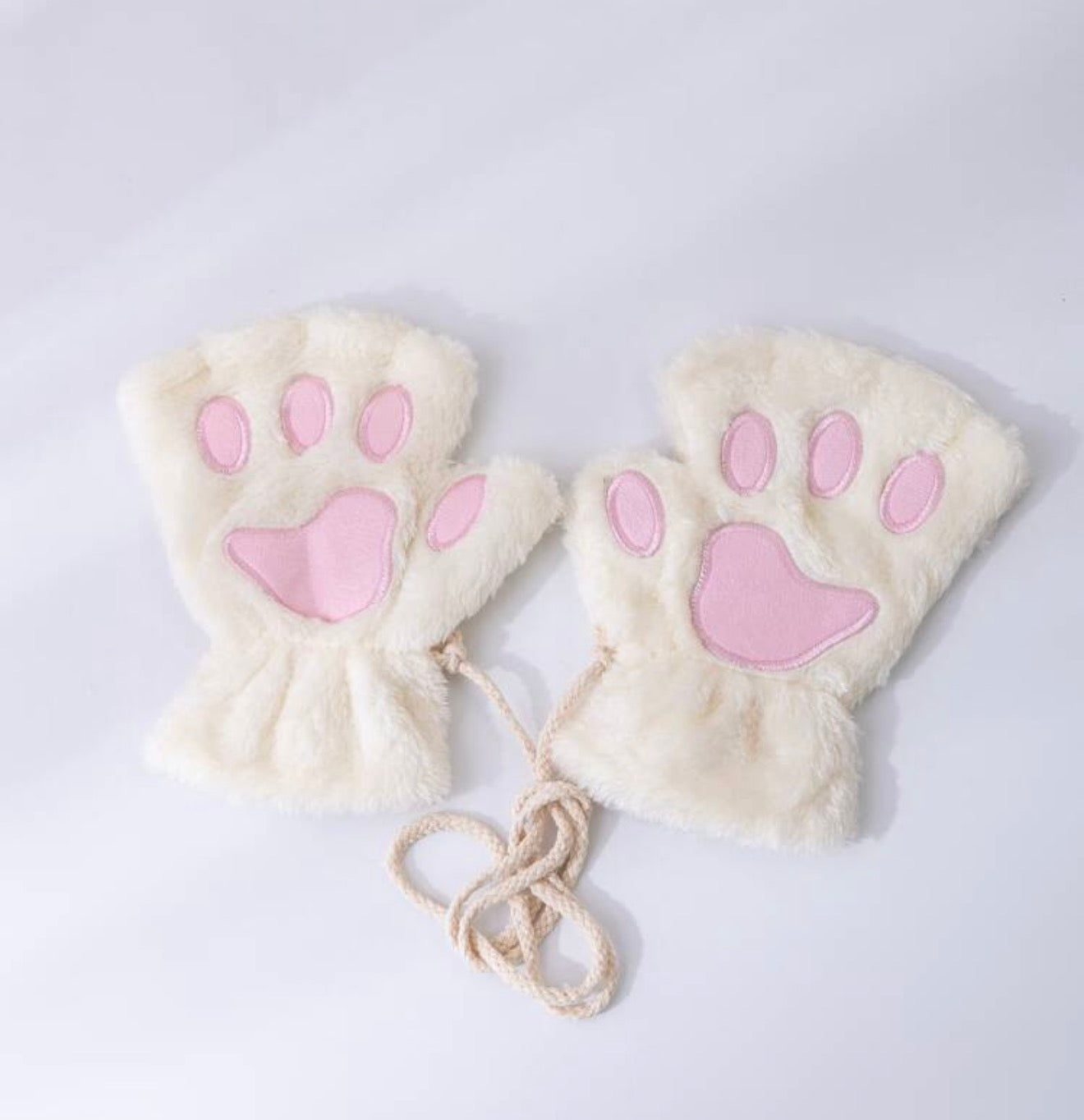 White & Pink Cat Gloves