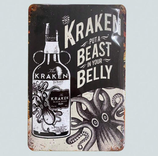 Kraken Metal Sign