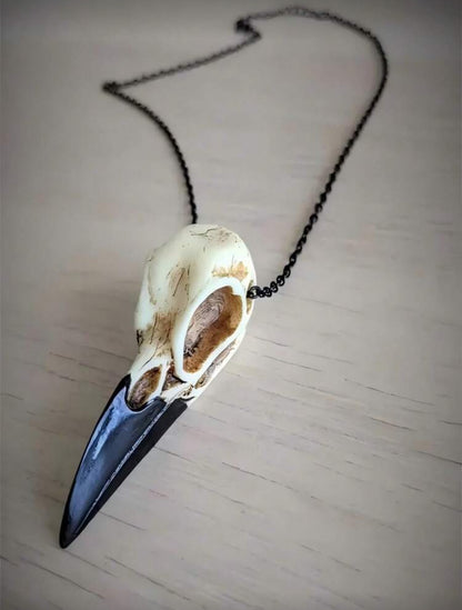 Corvid Skull Pendant & Chain