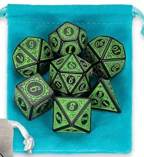 Gothica Green 7pc Dice Set