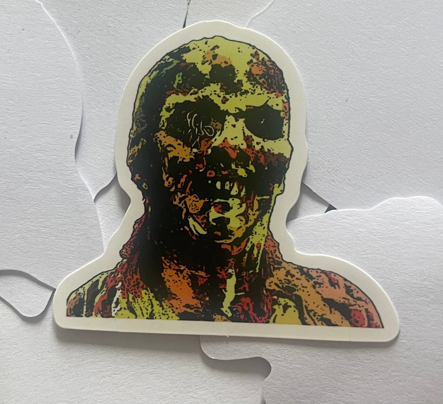 Lucio Fulci’s Zombie - Worm-eyed Zombie Artist Parody Waterproof Sticker