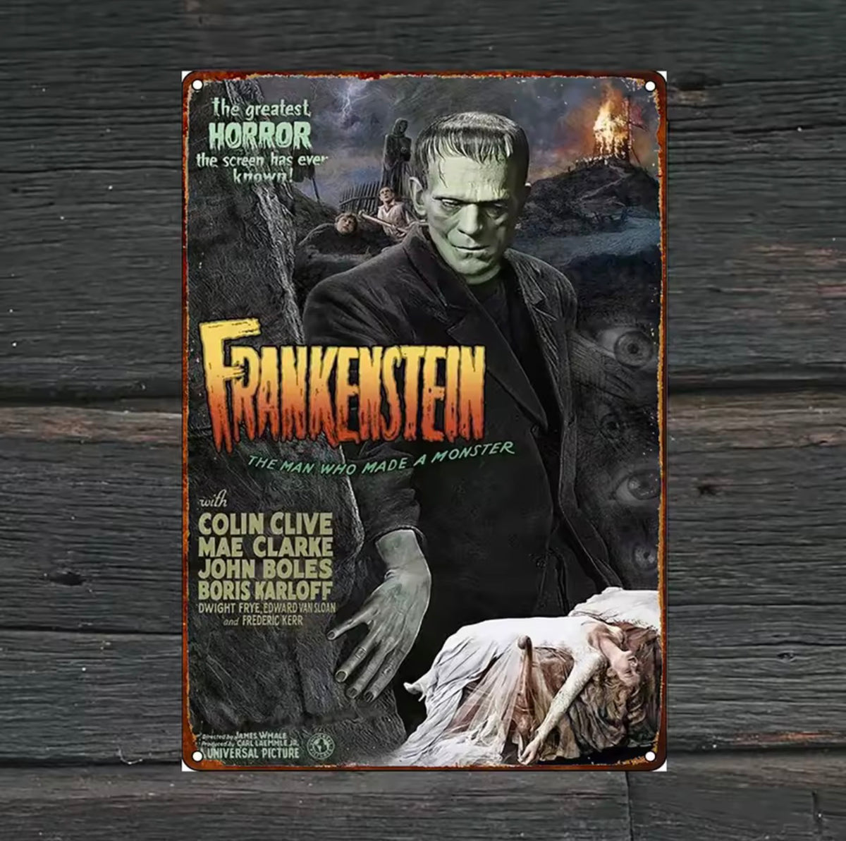 Frankenstein Metal Sign