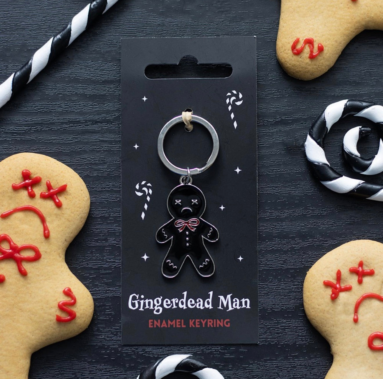 Gingerdead Man Enamel Keychain