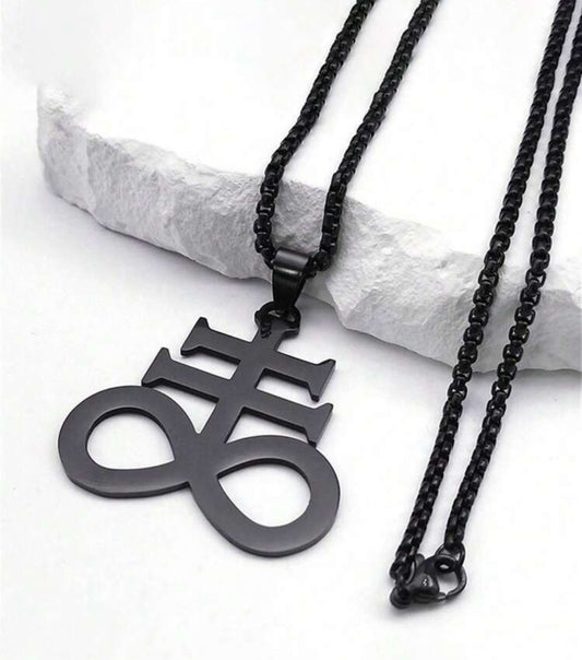 Leviathan Cross Black Stainless Steel Chain