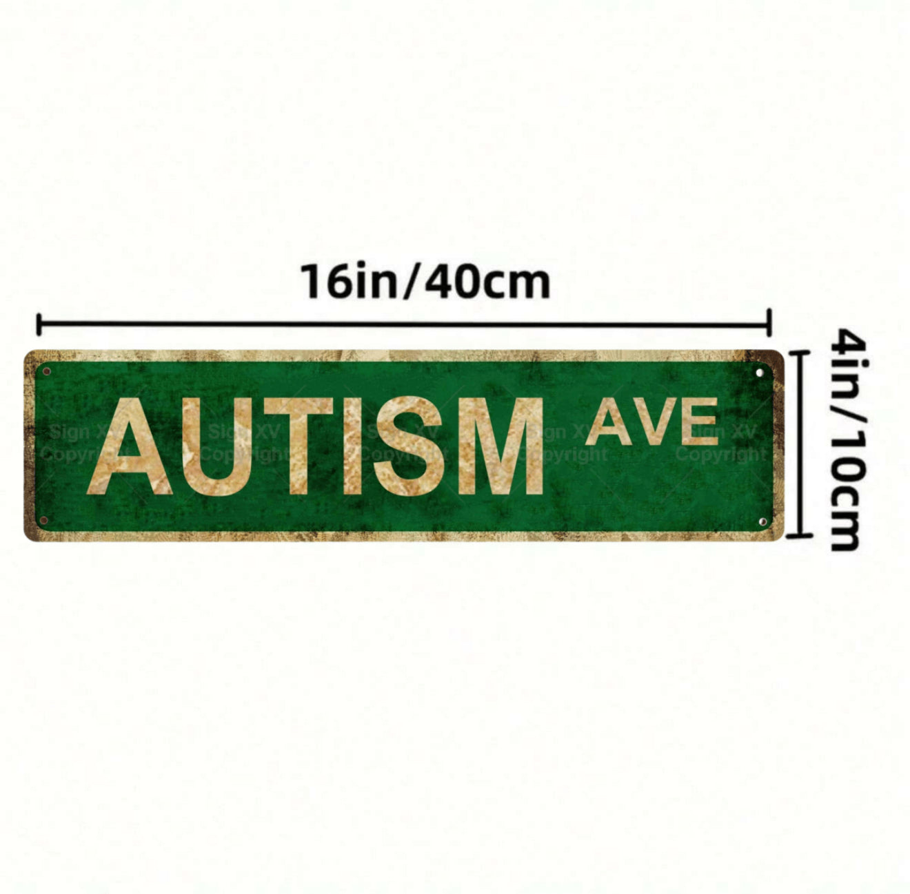 Autism Avenue Vintage Tin Street Sign