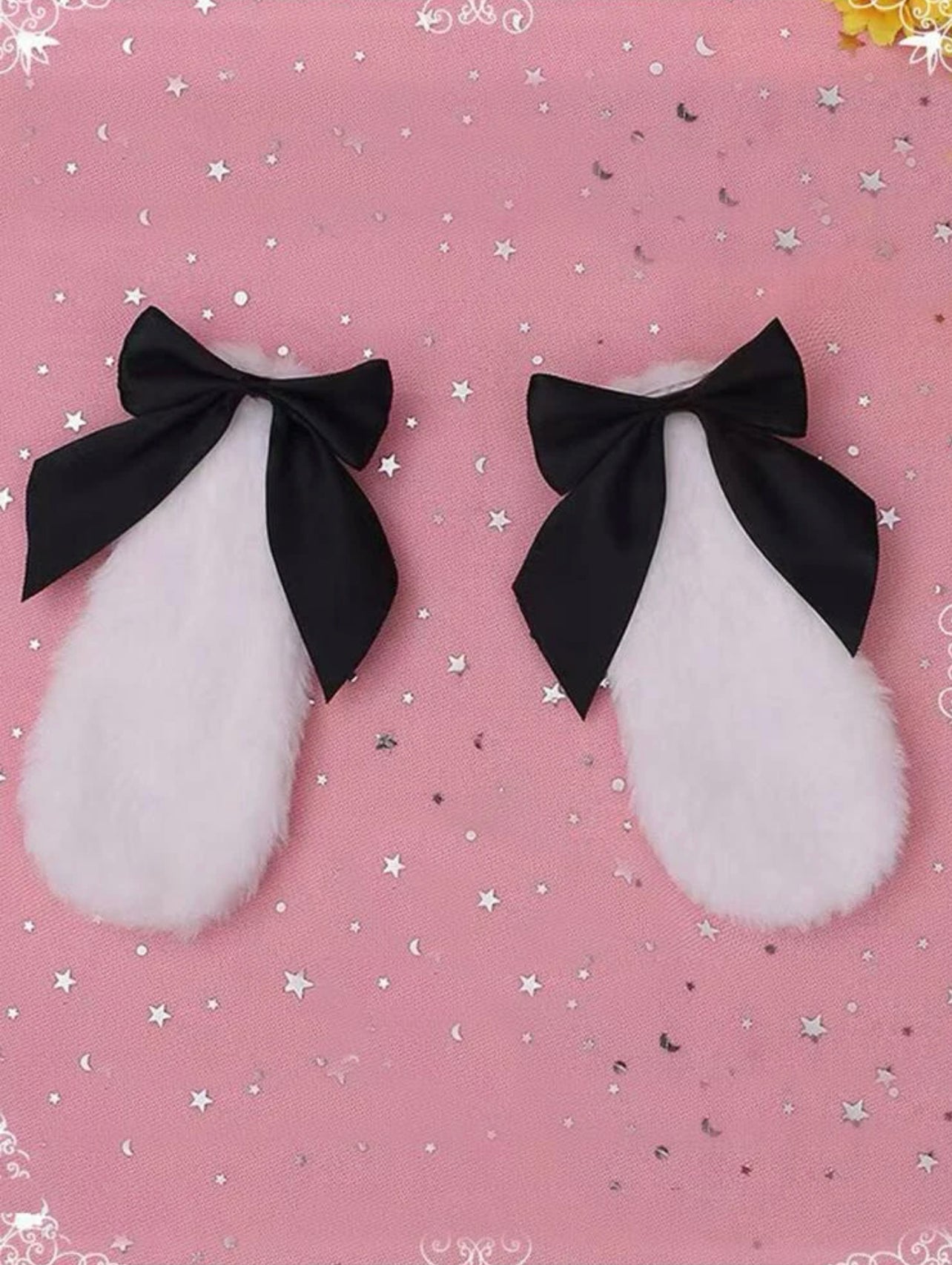 Black Ribbon Puppy Ear Hair Clips