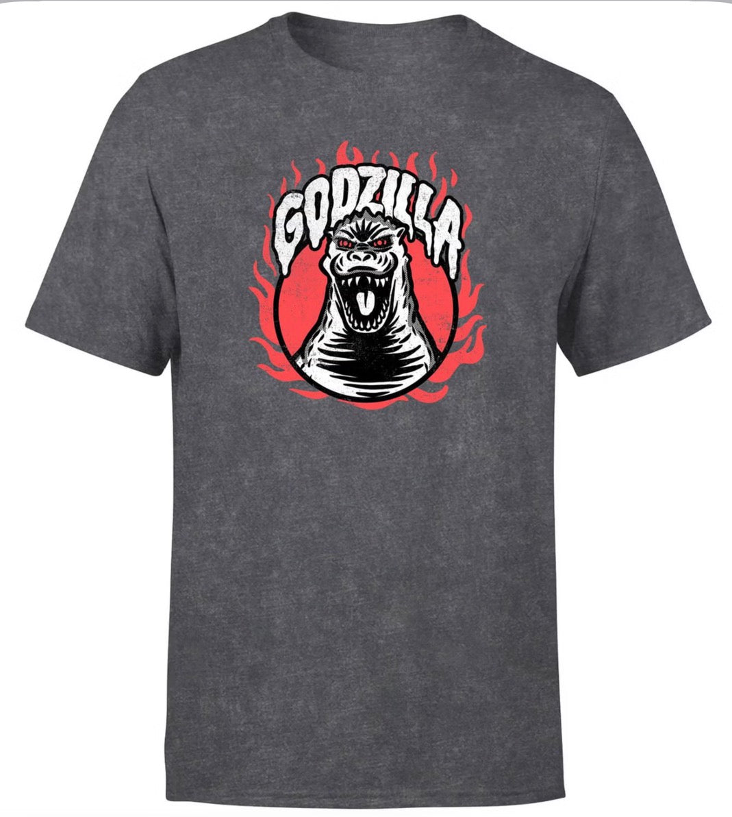 Godzilla Face The Flames Charcoal T-Shirt