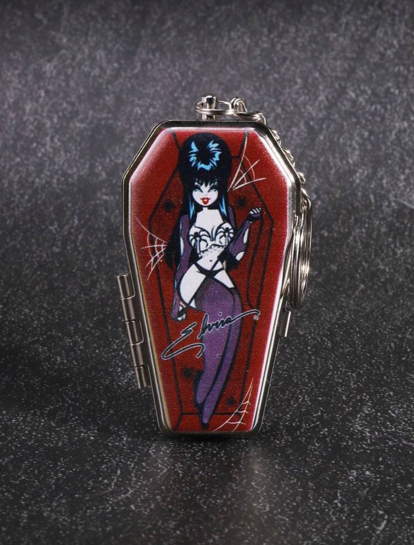 Elvira Metal Casket Keychain