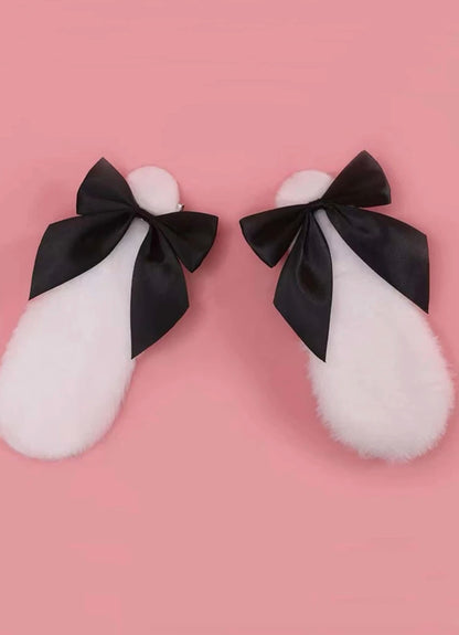 Black Ribbon Puppy Ear Hair Clips