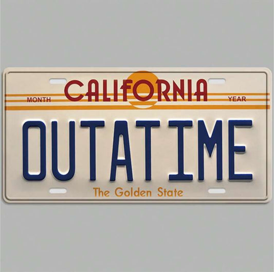 Back to the Future DeLorean OUTATIME Registration Plate Metal Sign
